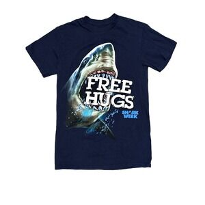 Shark Week T-shirt Size Small "Free Hugs" Blue 100% Cotton